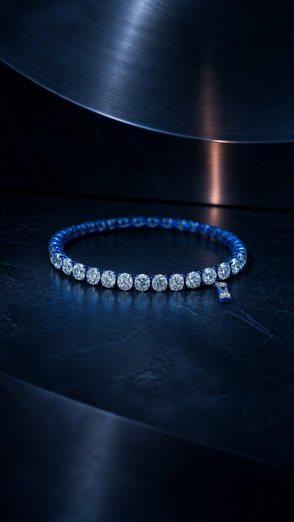 Diamond bracelet in a sculptural exhibition setting